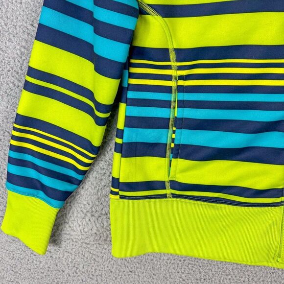 Under Armour Hoodie Mens Small Green Stripe Pullover Sweatshirt Outdoor Athletic - Picture 4 of 15